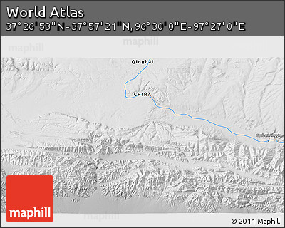 Physical 3D Map of the Area around 37° 42' 7" N, 96° 58' 29" E