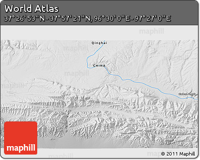 Physical 3D Map of the Area around 37° 42' 7" N, 96° 58' 29" E