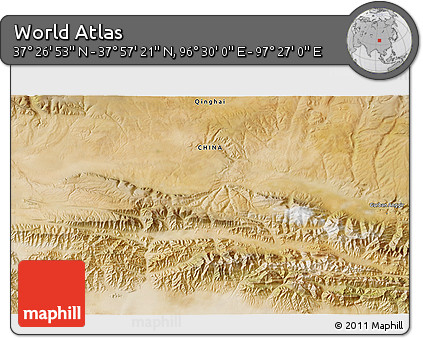 Satellite 3D Map of the Area around 37° 42' 7" N, 96° 58' 29" E