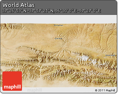 Satellite 3D Map of the Area around 37° 42' 7" N, 96° 58' 29" E