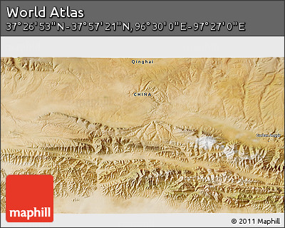 Satellite 3D Map of the Area around 37° 42' 7" N, 96° 58' 29" E