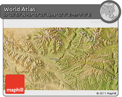 Satellite 3D Map of the Area around 37° 42' 7" N, 98° 40' 30" E
