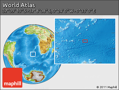 Physical Location Map of the Area around 37° 23' 54" S, 0° 4' 30" E