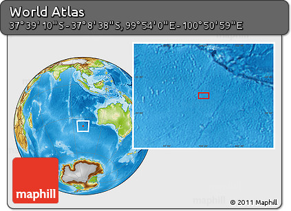 Physical Location Map of the Area around 37° 23' 54" S, 100° 22' 30" E