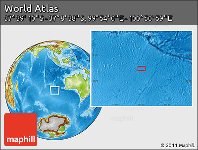 Physical Location Map of the Area around 37° 23' 54" S, 100° 22' 30" E