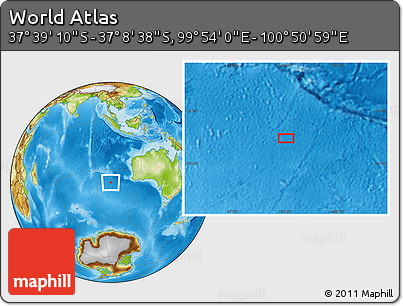 Physical Location Map of the Area around 37° 23' 54" S, 100° 22' 30" E