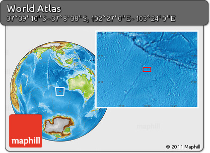 Physical Location Map of the Area around 37° 23' 54" S, 102° 55' 30" E