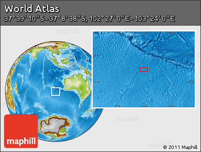 Physical Location Map of the Area around 37° 23' 54" S, 102° 55' 30" E