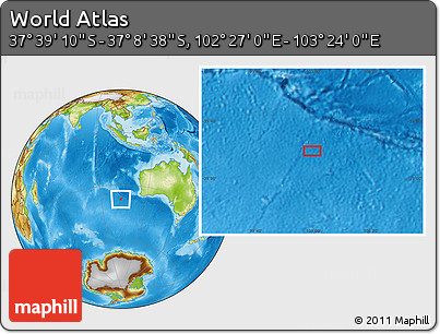 Physical Location Map of the Area around 37° 23' 54" S, 102° 55' 30" E