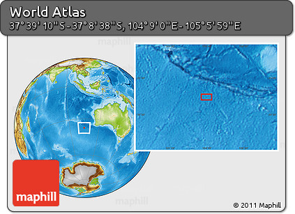 Physical Location Map of the Area around 37° 23' 54" S, 104° 37' 30" E