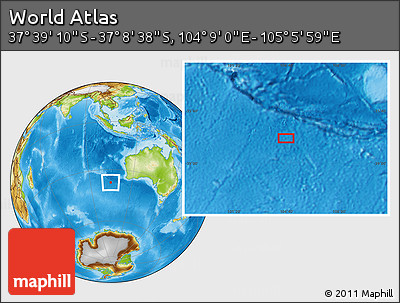 Physical Location Map of the Area around 37° 23' 54" S, 104° 37' 30" E