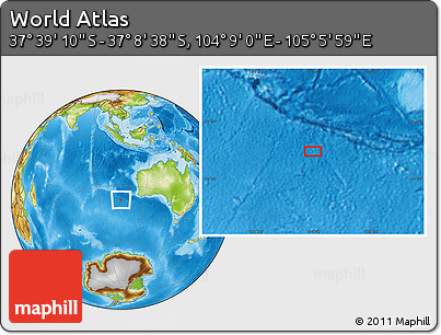 Physical Location Map of the Area around 37° 23' 54" S, 104° 37' 30" E