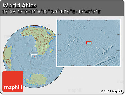Savanna Style Location Map of the Area around 37° 23' 54" S, 10° 16' 30" E, hill shading