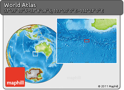 Physical Location Map of the Area around 37° 23' 54" S, 113° 58' 29" E