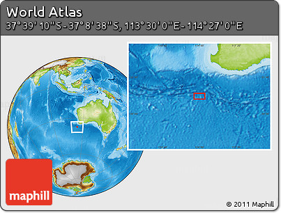Physical Location Map of the Area around 37° 23' 54" S, 113° 58' 29" E