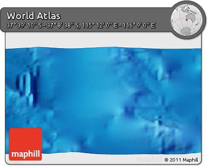 Shaded Relief 3D Map of the Area around 37° 23' 54" S, 115° 40' 30" E