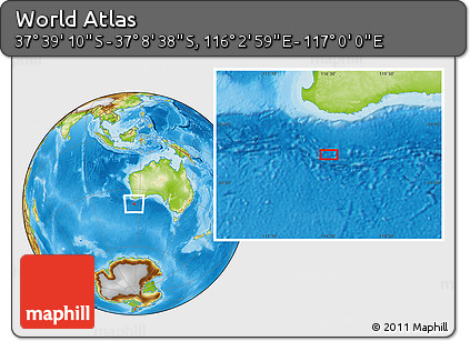 Physical Location Map of the Area around 37° 23' 54" S, 116° 31' 30" E