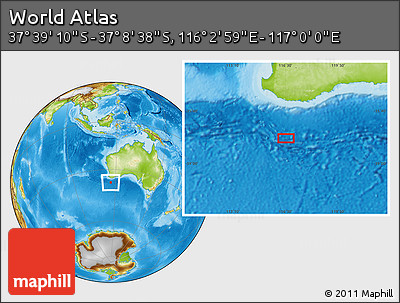 Physical Location Map of the Area around 37° 23' 54" S, 116° 31' 30" E