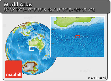 Physical Location Map of the Area around 37° 23' 54" S, 120° 46' 30" E