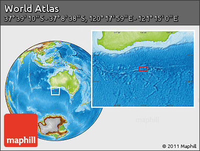 Physical Location Map of the Area around 37° 23' 54" S, 120° 46' 30" E