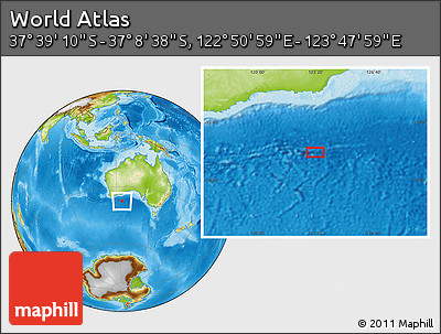 Physical Location Map of the Area around 37° 23' 54" S, 123° 19' 29" E