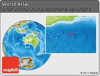 Physical Location Map of the Area around 37° 23' 54" S, 123° 19' 29" E