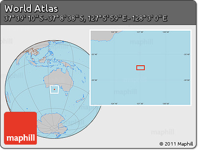 Gray Location Map of the Area around 37° 23' 54" S, 127° 34' 30" E