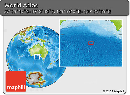 Physical Location Map of the Area around 37° 23' 54" S, 130° 7' 30" E