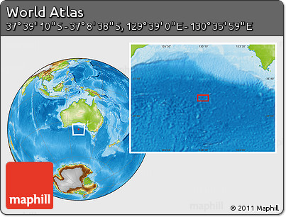 Physical Location Map of the Area around 37° 23' 54" S, 130° 7' 30" E