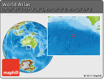 Physical Location Map of the Area around 37° 23' 54" S, 130° 58' 29" E