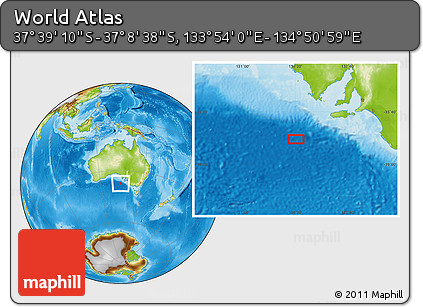 Physical Location Map of the Area around 37° 23' 54" S, 134° 22' 30" E