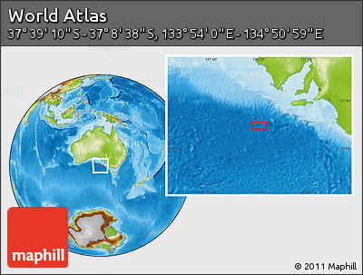 Physical Location Map of the Area around 37° 23' 54" S, 134° 22' 30" E