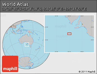 Gray Location Map of the Area around 37° 23' 54" S, 135° 13' 29" E