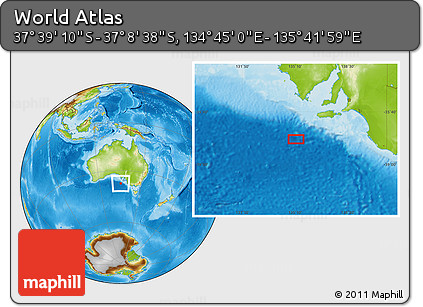 Physical Location Map of the Area around 37° 23' 54" S, 135° 13' 29" E