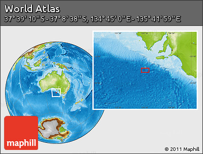 Physical Location Map of the Area around 37° 23' 54" S, 135° 13' 29" E
