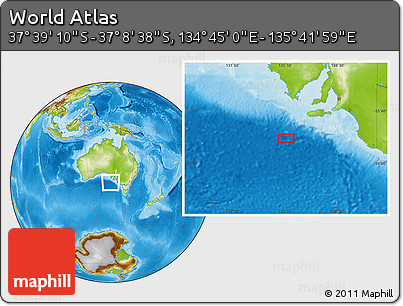 Physical Location Map of the Area around 37° 23' 54" S, 135° 13' 29" E