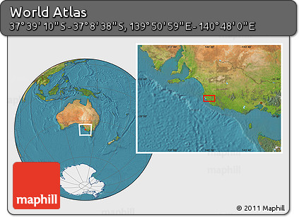 Satellite Location Map of the Area around 37° 23' 54" S, 140° 19' 29" E