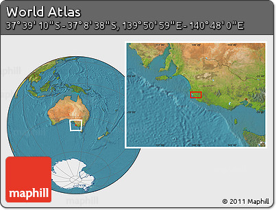 Satellite Location Map of the Area around 37° 23' 54" S, 140° 19' 29" E