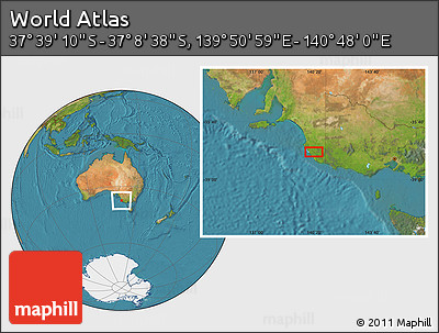 Satellite Location Map of the Area around 37° 23' 54" S, 140° 19' 29" E
