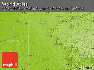Physical Map of the Area around 37° 23' 54" S, 141° 10' 30" E