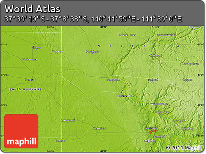 Physical Map of the Area around 37° 23' 54" S, 141° 10' 30" E