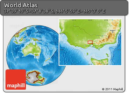 Physical Location Map of the Area around 37° 23' 54" S, 144° 34' 29" E