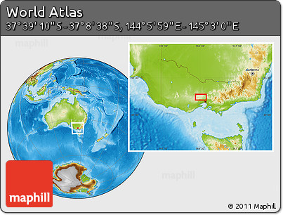 Physical Location Map of the Area around 37° 23' 54" S, 144° 34' 29" E