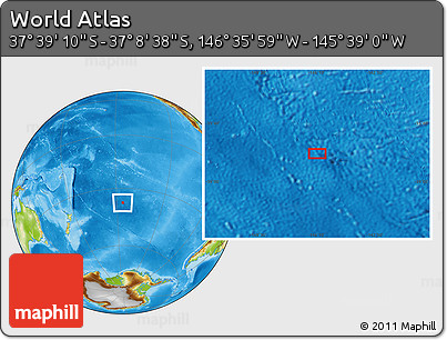 Physical Location Map of the Area around 37° 23' 54" S, 146° 7' 30" W