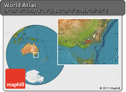 Satellite Location Map of the Area around 37° 23' 54" S, 147° 7' 30" E