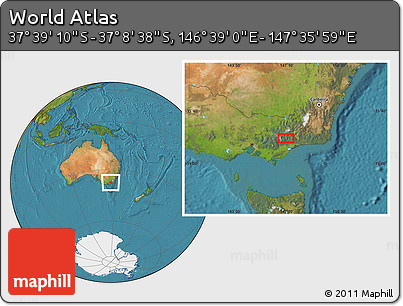 Satellite Location Map of the Area around 37° 23' 54" S, 147° 7' 30" E