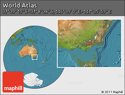 Satellite Location Map of the Area around 37° 23' 54" S, 147° 7' 30" E