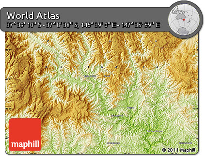 Physical Map of the Area around 37° 23' 54" S, 147° 7' 30" E