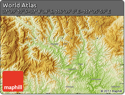 Physical Map of the Area around 37° 23' 54" S, 147° 7' 30" E