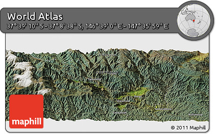 Satellite Panoramic Map of the Area around 37° 23' 54" S, 147° 7' 30" E
